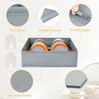 DIMJ Drawer Organizer Clothes, 15 Pack Underwear Organizer, Foldable Closet Bins, Sock Organizer Bra Cube, Fabric Dresser Box for Clothes, Bra, Socks, Tie (Grey)