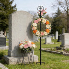 succulentlovers 2PCS Cemetery Wreath Stands, 38" Christmas Metal Wreath Holder Stand with Cross 3 Pronged Decor, Gravestone Wreath Hanger Headstone Flower Holder for Xmas Memorial Day Graveside Decor