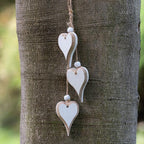 Sun&Beam Heart-Shaped Wooden Decorative 2Pcs Hanging Handmade Hearts Ornaments for Wedding Party Valentine Christmas Home Decoration Car Décor (Y-#2, 2Pcs)