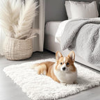 OLANLY 3x3 Machine Washable Small Bedside Rug, Soft Fluffy Shaggy Entryway Throw Rugs for Bedroom, Living Room, Indoor Floor Carpet for Kids Girls and Boys, Nursery Rooms, Home Decor Aesthetic, Ivory