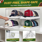Vtopmart 2 Pack Hat Organizer for Baseball Caps, Clear Hats Holder Box with Drawer, Large Cap Storage with Sliding Tray, Stackable Rack Display Case with Magnetic Door, Each Holds 12 Hats