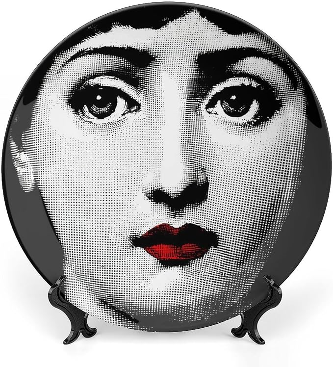 Lina Cavalieri Plate, Wall Decorative Plate, Mysterious Face Plate Wall Hanging Decoration,Including Bracket and Special Spring Hook, 10inch, Style11