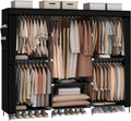 83" Closet Wardrobe, Portable Closet for Bedroom, Freestanding Clothes Rack with Non-Woven Fabric Cover, 5 Hanging Rods, 6 Storage Shelves, Clothes Storage Organizer, Black