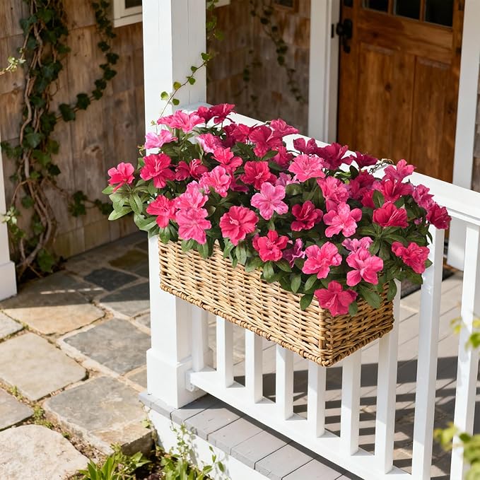 Artificial Fake Flowers for Outdoor, 8 Bundles Faux Plants Silk Flowers Spring Decoration UV Resistant No Fade Plastic Flowers for Outside Planters Home Porch Patio Yard Garden Decor