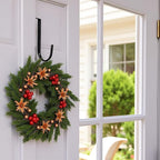 Black Wreath Hanger, Strong Bearing Fall Wreath Christmas Halloween Decorations Carbon Steel Wreath Door Hook 5" Height Wreath Hangers, Front Door Metal Over The Door Single Hook, Wreath Hangers