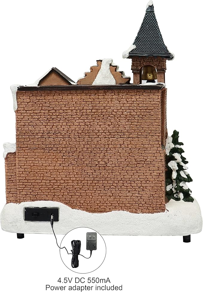 MOMENTS IN TIME Lighted Fire Station Christmas Village 12” Animated Building with LED Lights, 8 Classic Songs & Moving Fire Trucks Power Adapter Included Gift Ready Décor Holiday Display Piece