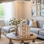 Lineshading 4 Pcs Christian Table Decor Wooden Book Stack Decor with God All Things are Possible Farmhouse Centerpiece with Beaded Garland Tassel Christian Home Decorations for Office, Shelf, Gift