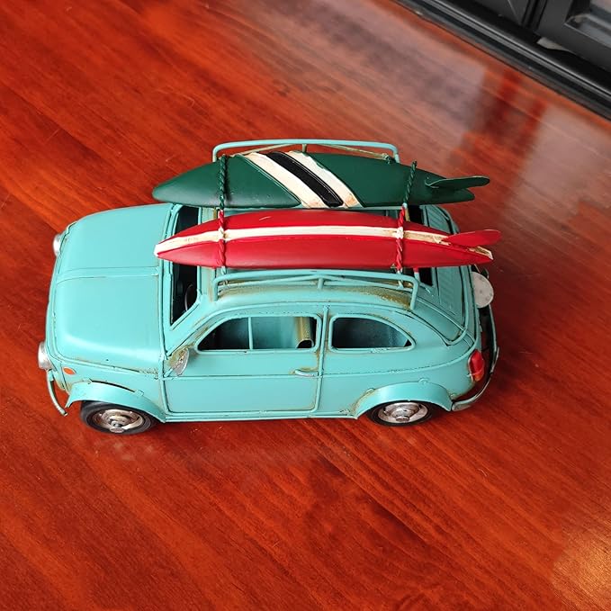 Vintage Car Model Chic Home Decor Metal Beach Decoration Display Pull Back Desk Topper Car Model Vintage Vehicle Iron Art Mancave Ornament