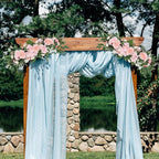 Artificial Peony Flower Swag, 29.6in Faux Eucalyptus Leaves Corner Rose Floral Swags, Artificial Mirror Flower Chair Back Flower Swags for Sheer Drapes, Wedding Chair, Arbor, Wedding(Pink)