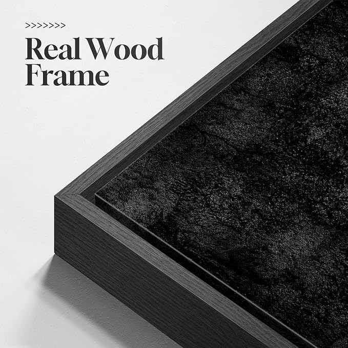 Extra Large Framed Black Abstract Wall Art for Living Room, Modern Square Canvas Painting Artwork for Walls, Minimalist Dark Moody Pictures for Bedroom Dining Room Hallway Office Wall Decor, 48x48 In