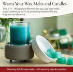 Candle Warmers ETC 2-in-1 Candle and Fragrance Warmer for Warming Scented Candles or Wax Melts and Tarts with to Freshen Room, Gray Texture