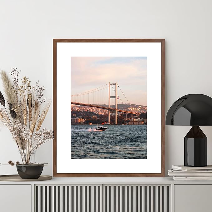 24x30 Picture Frame 3 Pack - Brown Poster Frame Display Pictures 18x24 with Mat or 24 x 30 Without Mat for Wall Hanging Horizontal and Vertical