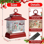 Christmas Snow Globe Lantern Water Glittering Lantern with 8 Songs & 6H Timer Romote Control Christmas Snow Globes USB & Battery Operated for Christmas Festival Decorations Gifts (Snowman Family)