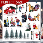 Wettarn 26 Pcs LED Christmas Villages Houses Sets Xmas Figurines Decoration Lighted LED Christmas Village Houses Building Collectible Home Decoration Xmas Gifts Indoor Room Decor