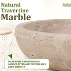 FNTSTICGOODS Travertine Decorative Bowl - 7.8” Diameter & 2” Height - Key Bowl for Entryway Table - Travertine - Organic Modern Centerpiece - Beige/Natural