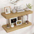 Venusmiles Floating Shelves for Wall, 30" W x 12" D x 2" H, 2 Pack of Long Wall Mounted Engineered Wood Shelves with Invisible Brackets for Living Room, Bedroom, Bathroom, Kitchen Decor, Oak