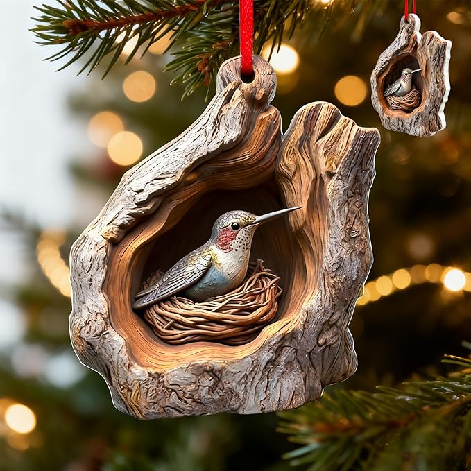 Forest Animal Christmas Ornaments,3D Hummingbird Christmas Tree Ornaments,Funny Forest Animal Ornaments for Hanging Decoration Gift for Animal Lovers & Easter Basket Stuffers