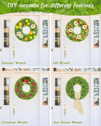 Vlorart 23 Inch Large Boxwood Door Wreaths for Front Door All Season, Artificial Spring Summer Green Wreath with Sash & Bow, Front Door Wreaths for Indoor Outdoor Porch Wall Window Farmhouse Decor