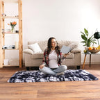Runner Rugs for Bedroom 2x6 Soft Shag Bedside Rug, Fluffy Area Rug Throw Rugs for Living Room, Floor Carpet Runner for Nursery Kids Dorm Home Decor, Black and White