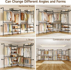 ONBRILL H4 Wall Mounted Closet System, Expandable Industrial Pipe Clothes Rack Clothing Rack for Hanging Clothes, Heavy Duty Closet Organizers and Storage in Wardrobe Closet