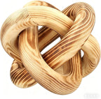 Wood Knot Chain Link Decor - 3 Link Boho Wooden Hand Carved Decorative Wooden Links Knots for Coffee Table Entryway Modern Farmhouse Shelf Decoration (Burn Color)
