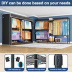 Ulif E12C Max Heavy Duty Closet Organizer System，Freestanding Clothing Rack, Adjustable Garment Rack 83" W x 16" D x 76.5" H Holds 1060 lbs, Black Clothing Rack with Black Dustproof Cover
