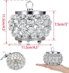 Hipiwe Crystal Jewelry Box with Glass Lid Small Trinket Organizer Mirrored Treasure Box Ring Holder Earrings Necklace Storage Box Keepsake Gift Box for Home Dresser Decor, Silver