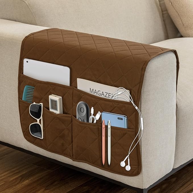 Remote Control Holder for Recliner,Non Slip Armchair Caddy,Sofa Armrest Storage Organizer for Recliner Couch With 6 Pockets for TV Remote,Cell Phone,Magazine