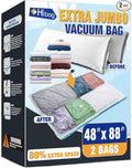 XX-Jumbo Size 48''X88'' Vacuum Storage Space Bags Extra Large for Blanket, Bedding, Comforters, Carpet, Sofa Pad Mattress, Pump Not Included (2 Pack)