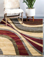 Unique Loom Barista Collection Area Rug - Ngada (6' 1" x 9' Rectangle, Beige/Red)