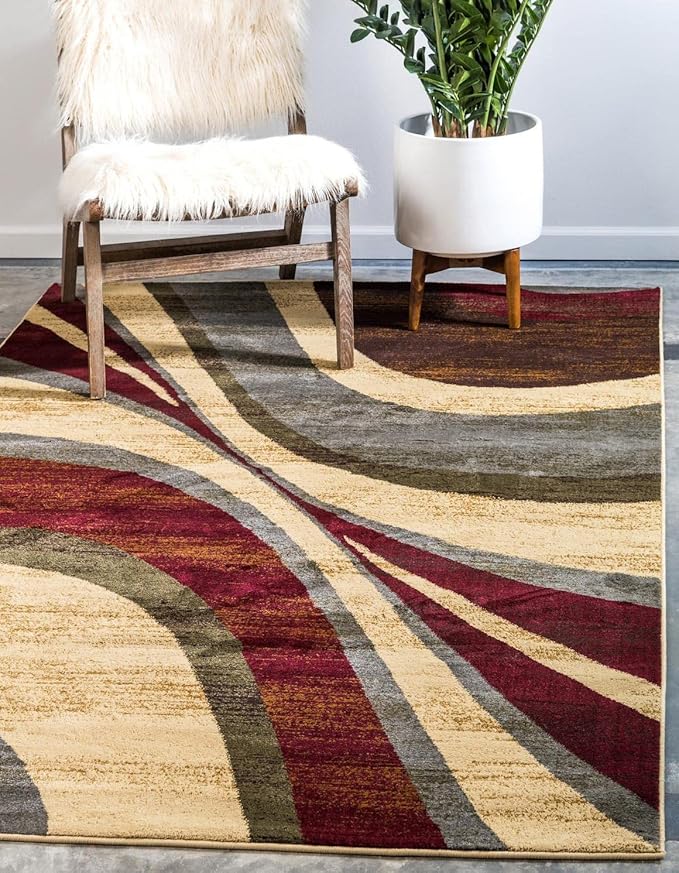 Unique Loom Barista Collection Area Rug - Ngada (6' 1" x 9' Rectangle, Beige/Red)