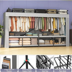 95% Assembled 96" L Heavy Duty Wardrobe Closet, Premium Extra Large Strong Heavy Duty Clothes Rack with Cover,Portable Foldable Freestanding Garment Rack for Hanging Clothes, Black