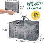 BALEINE 2-Pack Oversized Moving Bags with Reinforced Handles, Heavy-Duty Storage Tote for Clothes, Moving Supplies (Winter Grey, 2-Pack)