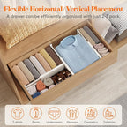 Lifewit 4 Pack 4" High Drawer Dividers 28-43.5cm/11-17" Adjustable Drawer Organizer for Clothes/Utensils, Expandable Drawer Separator in Dresser/Kitchen/Bedroom/Office Organization & Storage Beige