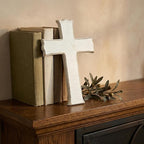 Bltgh White Wooden Cross Wall Decor, Religious Cross Gifts With Hook on Hanging Wall Or Table, Confirmation Cross Gift, Baptism Gifts, Rustic Home Church Room Crosses Décor, 10x6.5 IN
