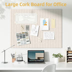 Large Cork Board for Wall 48" x 60" Oatmeal Bulletin Board with Safe Removable Adhesive Squares for Pictures Photos, Alternative CorkBoard Felt Pin Boards Tiles for Office Classroom Wall Decor-20 Pack