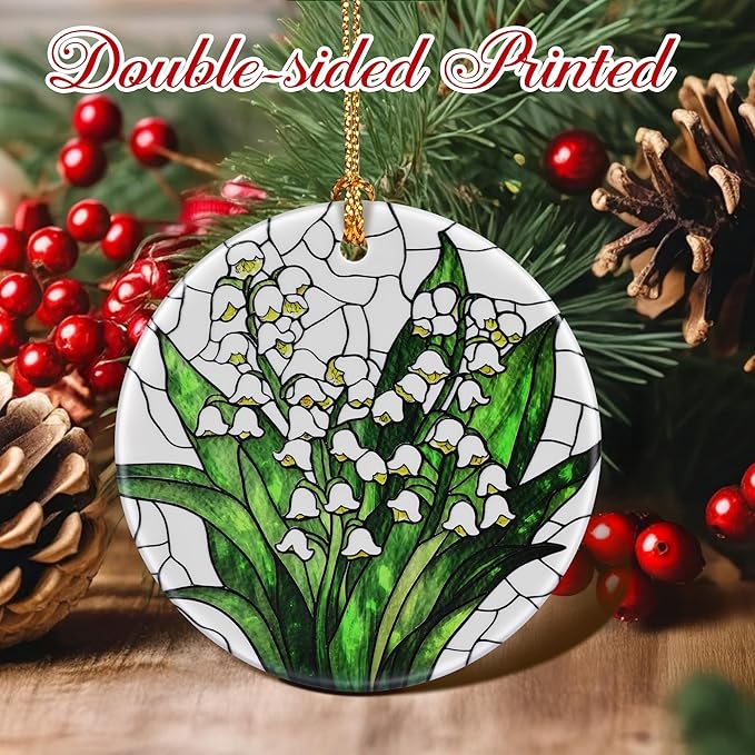 Flower Hanging Ornament, Christmas Ornaments, Xmas Decorations for Tree, Ornaments for Christmas Tree, Holiday Ornament, Flower Themed Gifts, Holiday Party Gifts, Xmas Gift Ideas - Lily of The Valley