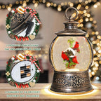 Christmas Cardinal Snow Globe 12.5In High, Musical Snow Globe Lantern Lights with 6 Hour Timer, Retro Style Holiday Glitter Globe for Xmas Home Decoration and Santa Gifts-Red Cardinal