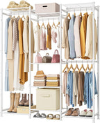 HOMIDEC Wardrobe Closet, 4 Hanging Spaces Portable Clothes Rack,Free Standing Closet Organizer and Storage System with Hanging Rods,Clothing Rack Suitable for Cloakroom,Bedroom,Entrances,etc.White