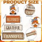Lineshading 4 Pcs Wooden Farmhouse Tabletop Decor Rustic Home Tiered Tray Decor Decorative Farmhouse Table Decoration Home Block Signs Gift(Blessed Gnome)