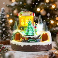 WONDER GARDEN Christmas Village Houses-Christmas Houses Village - Lighted Colorful Musical Popcorn Wagon Collectible Buildings with Moving Train for Home Indoor Decor or Gift