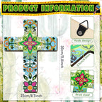 Pinkunn 2 Pcs Mexican Cross Wall Decor Floral Day of The Dead Decoration Hand Painted Wood Wall Art Dia De Los Muertos Altar Decorations Spanish Cross Decor for Home(Vibrant Flower)
