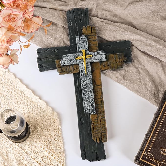 JUXINGDAZYF Wall Cross Christians Cross Spiritual Religious Cross Gifts With Hook on Hanging Wall Or Table With Blessed For Church Home Room Decoration For Christmas