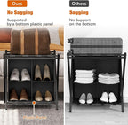 Luggage Rack for Guest Room, Set of 2, Folding Suitcase Stand with Fabric Storage Shelf, Luggage Holder, Steel Foldable Luggage Stand for Guest Room, Bedroom, Hotel, Black