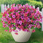 Homsunny Artificial Fake Flowers Plants for Outdoors - 12 Bundles Fake Plants Faux Silk Flowers Outside, UV Resistant for Planter Front, Porch, Garden, Patio, Spring Decor