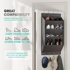 WVM Over The Door Shoe Organizer with Large Deep Pockets, Hanging Closet Shoe Rack for Large Shoes, Boots, Multifunctional Entryway Door Hanger with Hooks