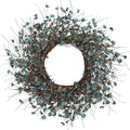 Blue Wildflower Wreath with Berries, 26 Inch Handmade Spring Summer Decoration for Front Door Wall Wedding Party, Indoor/Outdoor Artificial Floral Wreath (Navy Blue)
