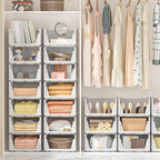 Neprock Clothes Organizers and Storage, 5 Pack Stackable Plastic Bins, Foldable Closet Organizers Drawers for Clothing storage (5L)（White）