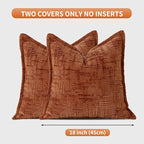 HPUK Chenille Throw Pillow Covers 18x18 Set of 2, Soft Textured Decorative Pillow Covers for Couch Sofa Living Room Bedroom, Orange