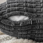 MIULEE Pack of 2 Corduroy Decorative Throw Pillow Covers 24x24 Inch Soft Boho Striped Pillow Covers Modern Farmhouse Home Decor for Sofa Living Room Couch Bed Dark Grey